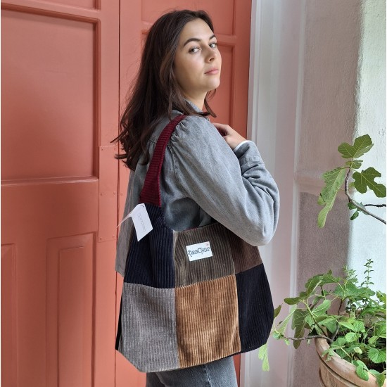 Corduroy Hobo Patchwork Shoulder Bag Corduroy Hobo Patchwork Shoulder Bag
